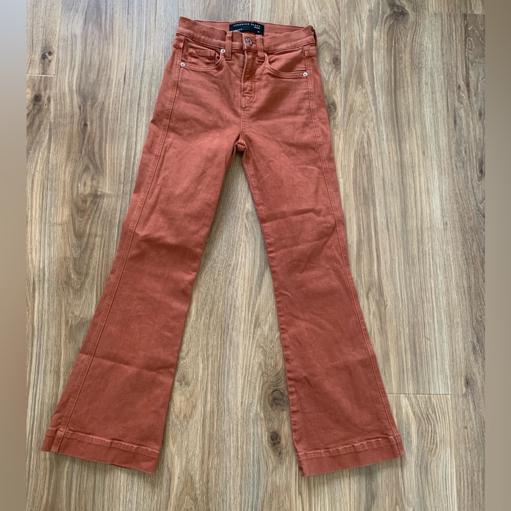 Veronica Beard Jeans Sz 24 Cinnamon (Brown/Orange) High Rise Carson Ankle Flare
